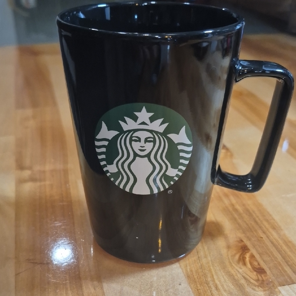 Starbucks Glossy Black Mug with Iconic Logo
